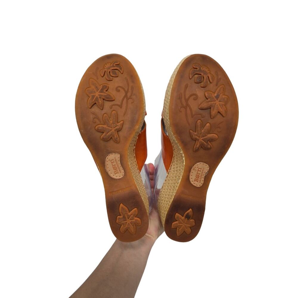 Born Sandals Women's Size 7 Orange Platform Wedge Patent Leather Comfort Shoes - Picture 7 of 10